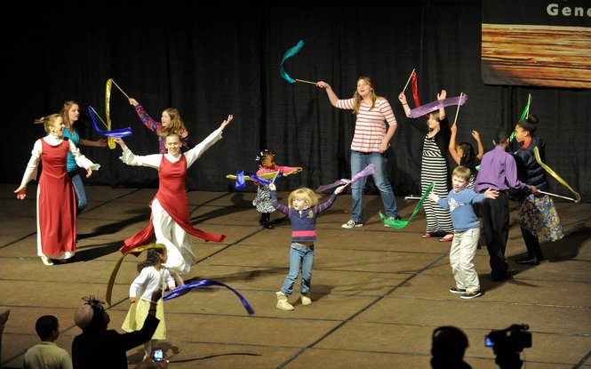 Children Dancing With Streamers At The 2013, Christ, Our Passover